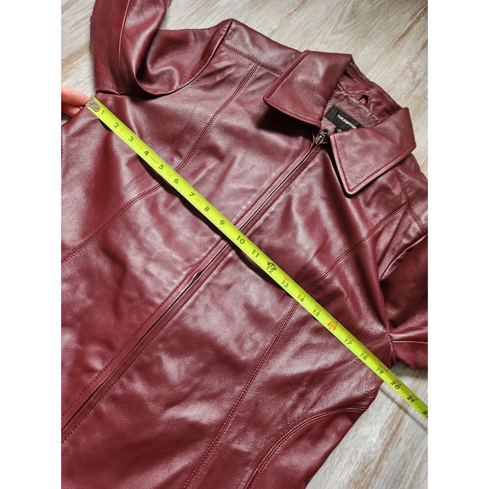 VTG Colebrook Essentials Genuine Leather Jacket Burgundy Zip Front Sz M GUC USA - Picture 4 of 9